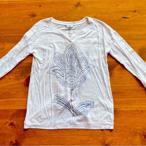 Lucky Brand Lotus 3/4 Length Cream Yoga Top // Size M // New